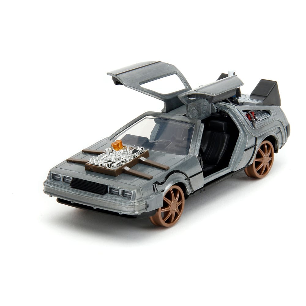 Back to the Future III Hollywood Rides Diecast Model 1/32 DeLorean Time Machine Railroad Wheels 0801310347867