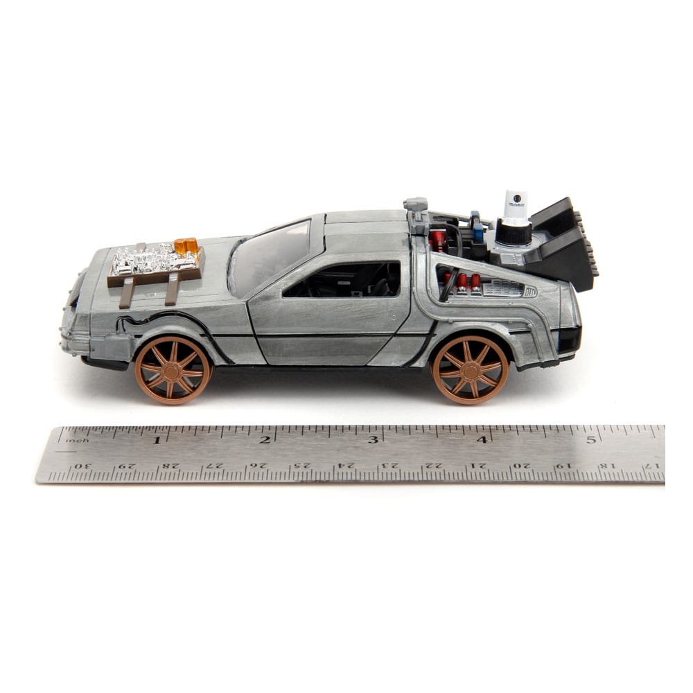 Back to the Future III Hollywood Rides Diecast Model 1/32 DeLorean Time Machine Railroad Wheels 0801310347867