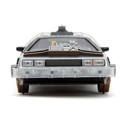 Back to the Future III Hollywood Rides Diecast Model 1/24 DeLorean Time Machine Railroad Wheels 0801310349960