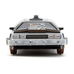 Back to the Future III Hollywood Rides Diecast Model 1/24 DeLorean Time Machine Railroad Wheels 0801310349960