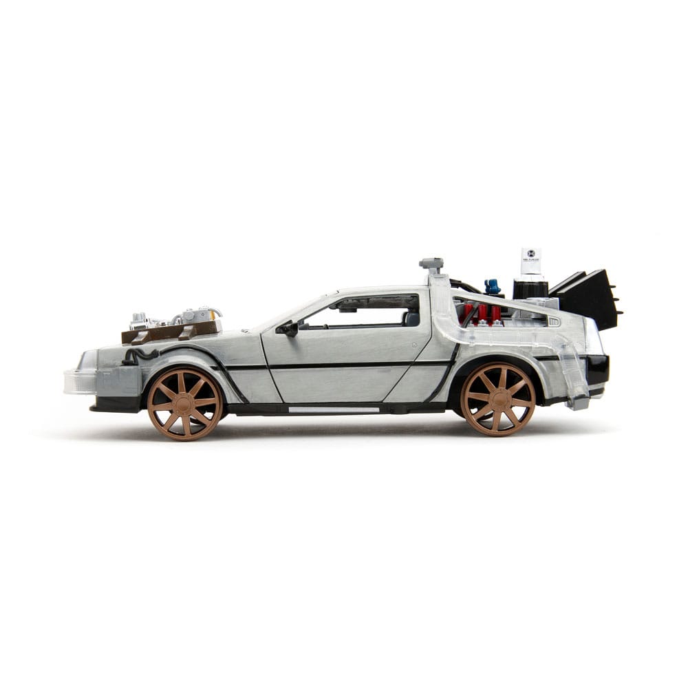 Back to the Future III Hollywood Rides Diecast Model 1/24 DeLorean Time Machine Railroad Wheels 0801310349960