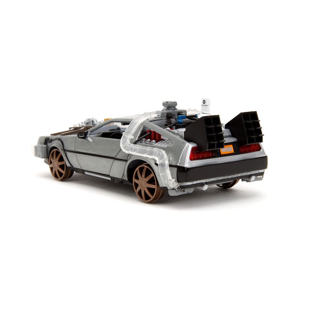 Back to the Future III Hollywood Rides Diecast Model 1/24 DeLorean Time Machine Railroad Wheels 0801310349960