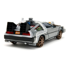 Back to the Future III Hollywood Rides Diecast Model 1/24 DeLorean Time Machine Railroad Wheels 0801310349960