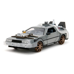 Back to the Future III Hollywood Rides Diecast Model 1/24 DeLorean Time Machine Railroad Wheels 0801310349960