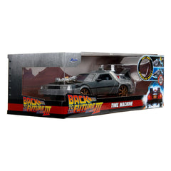 Back to the Future III Hollywood Rides Diecast Model 1/24 DeLorean Time Machine Railroad Wheels 0801310349960