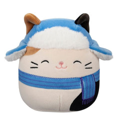 Squishmallows Plush Figure Cam the Brown and Black Calico Cat in Blue Scarf, Hat 12 cm 0196566216143