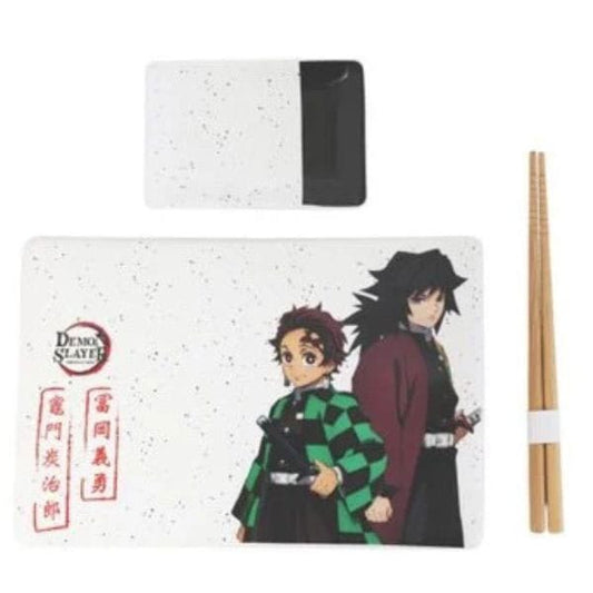 Demon Slayer Ceramic Sushi Set with Chopsticks Tanjiro & Giyu 0841092158381