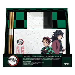 Demon Slayer Ceramic Sushi Set with Chopsticks Tanjiro & Giyu 0841092158381