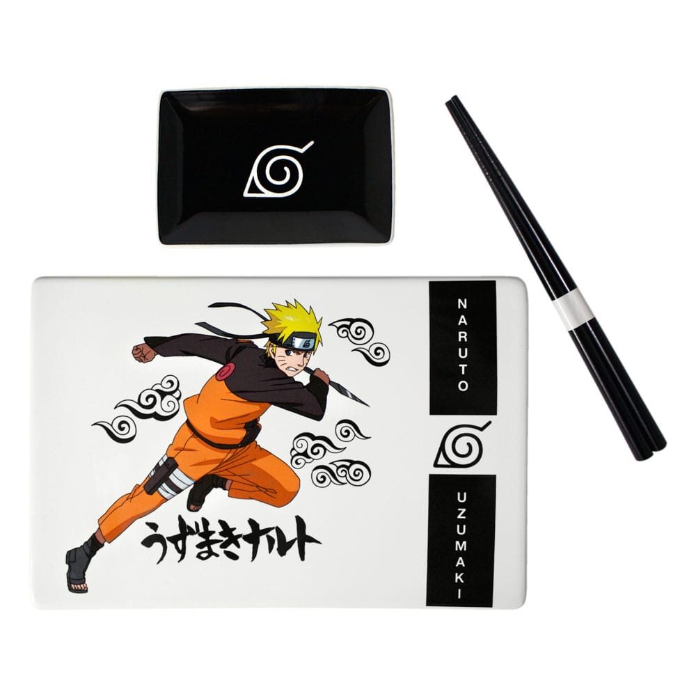 Naruto Shippuden Ceramic Sushi Set with Chopsticks Naruto Uzumaki 0841092132343