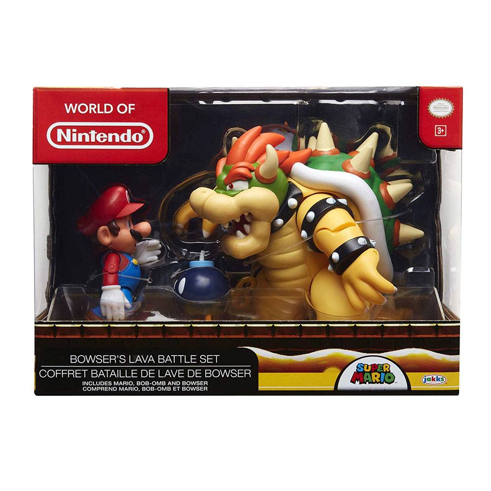 World of Nintendo Action Figure 3-Pack Mario vs. Bowser Lava Battle 6-15 cm 0039897645124