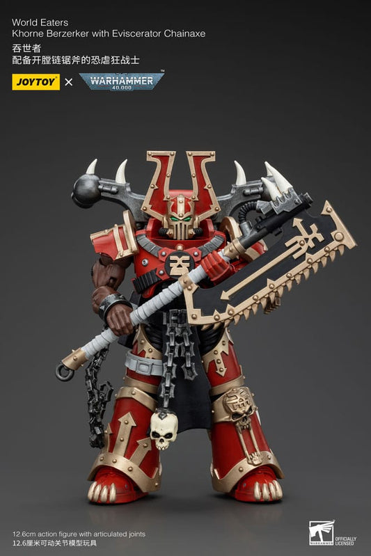 Warhammer 40k Action Figure 1/18 World Eaters Khorne Berzerker with Eviscerator Chainaxe 13 cm 6927054400553