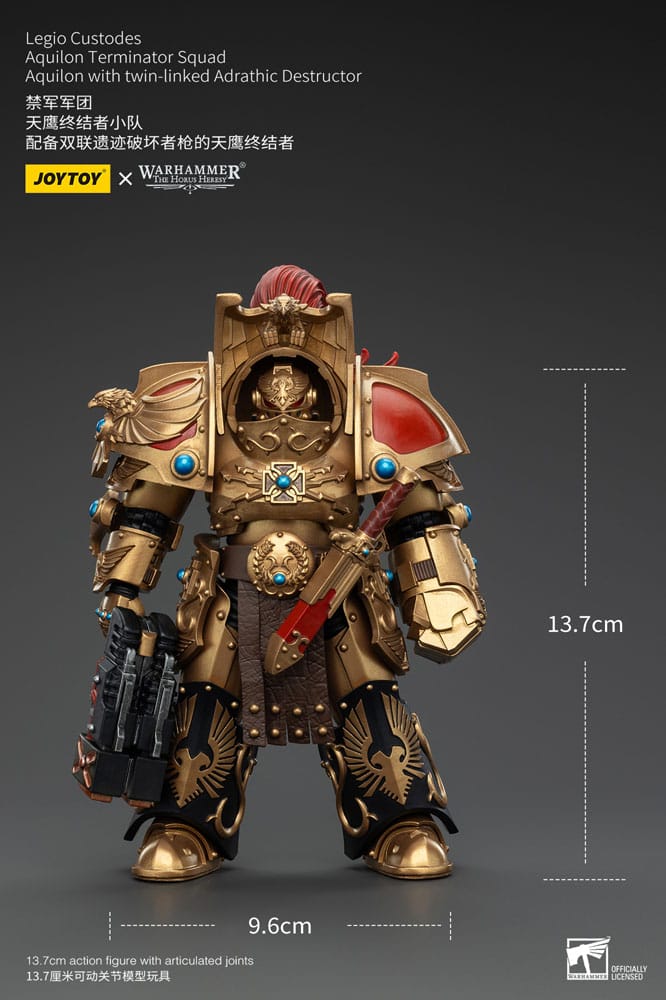 Warhammer The Horus Heresy Action Figure 1/18 Legio Custodes Aquilon Terminator Squad Aquilon with twin-linked Adrathic Destructor 14 cm 6927054400751