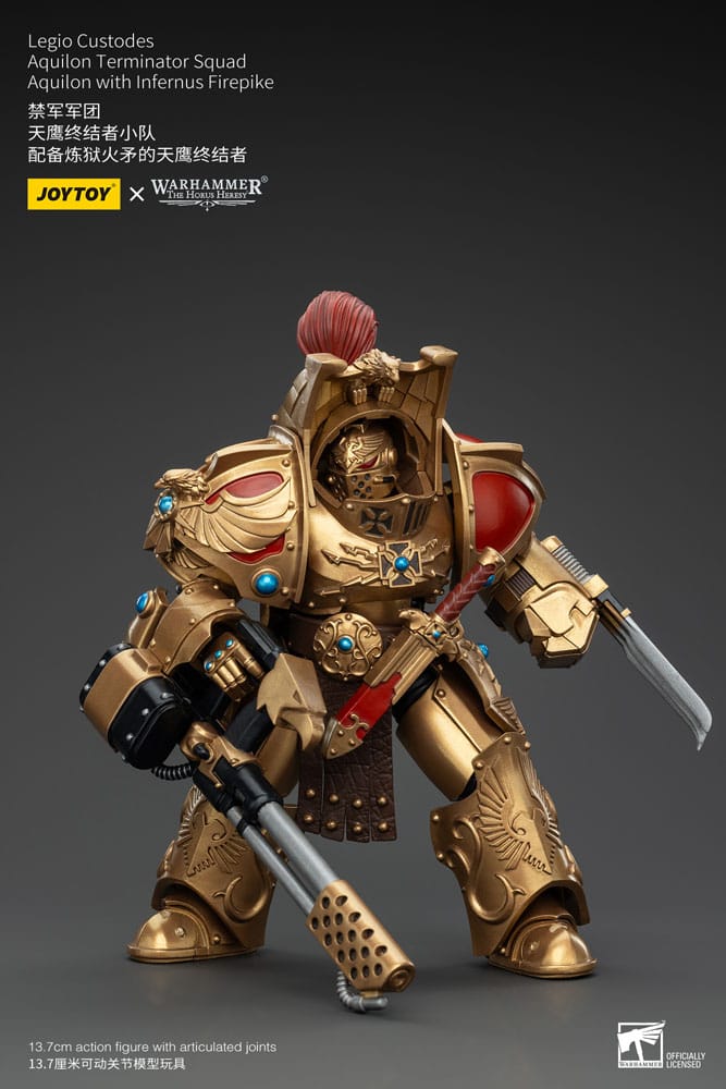 Warhammer The Horus Heresy Action Figure 1/18 Legio Custodes Aquilon Terminator Squad Aquilon with Infernus Firepike 14 cm 6927054400768