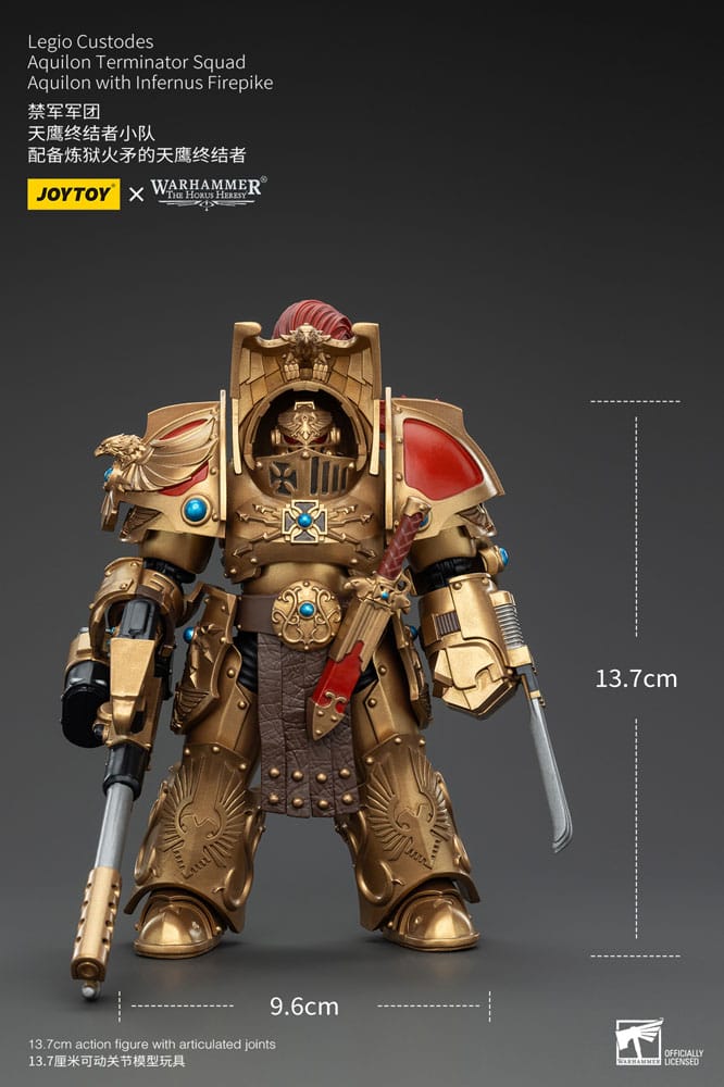 Warhammer The Horus Heresy Action Figure 1/18 Legio Custodes Aquilon Terminator Squad Aquilon with Infernus Firepike 14 cm 6927054400768