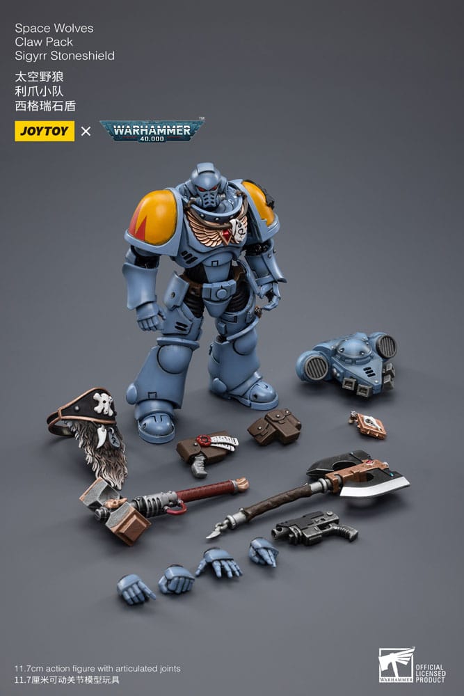 Warhammer 40k Action Figure 1/18 Space Wolves Claw Pack Sigyrr Stoneshield 12 cm 6973130373792