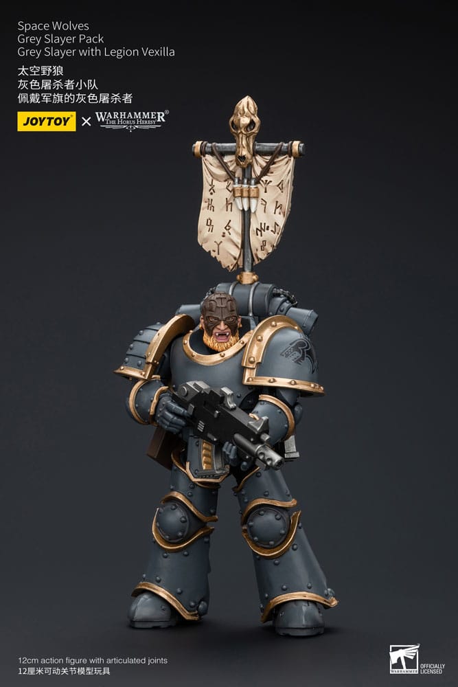 Warhammer The Horus Heresy Action Figure 1/18 Space Wolves Grey Slayer Pack Grey Slayer With Legion Vexilla 12 cm 6973130377509