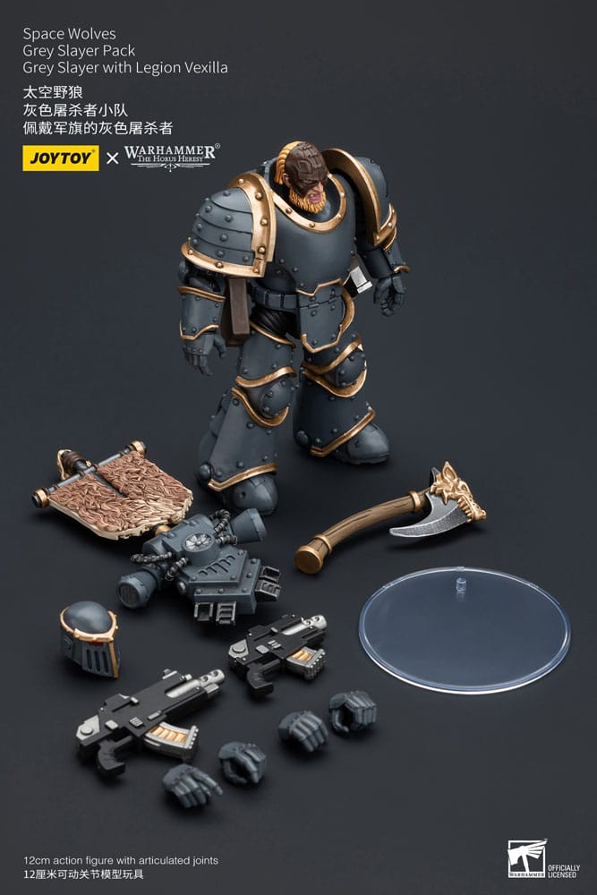 Warhammer The Horus Heresy Action Figure 1/18 Space Wolves Grey Slayer Pack Grey Slayer With Legion Vexilla 12 cm 6973130377509