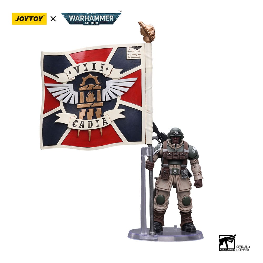 Warhammer 40k Action Figure 1/18 Astra Militarum Cadian Command Squad Veteran with Regimental Standard 12 cm 6973130377929