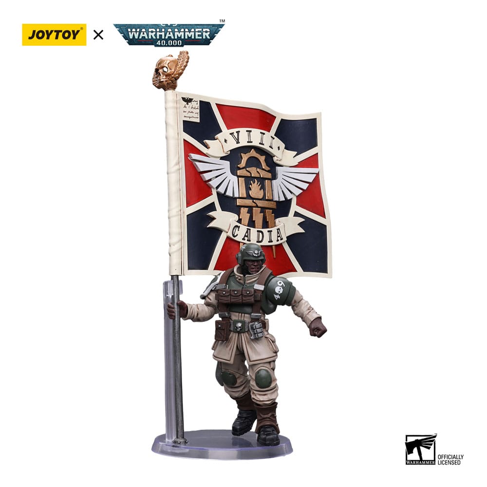 Warhammer 40k Action Figure 1/18 Astra Militarum Cadian Command Squad Veteran with Regimental Standard 12 cm 6973130377929