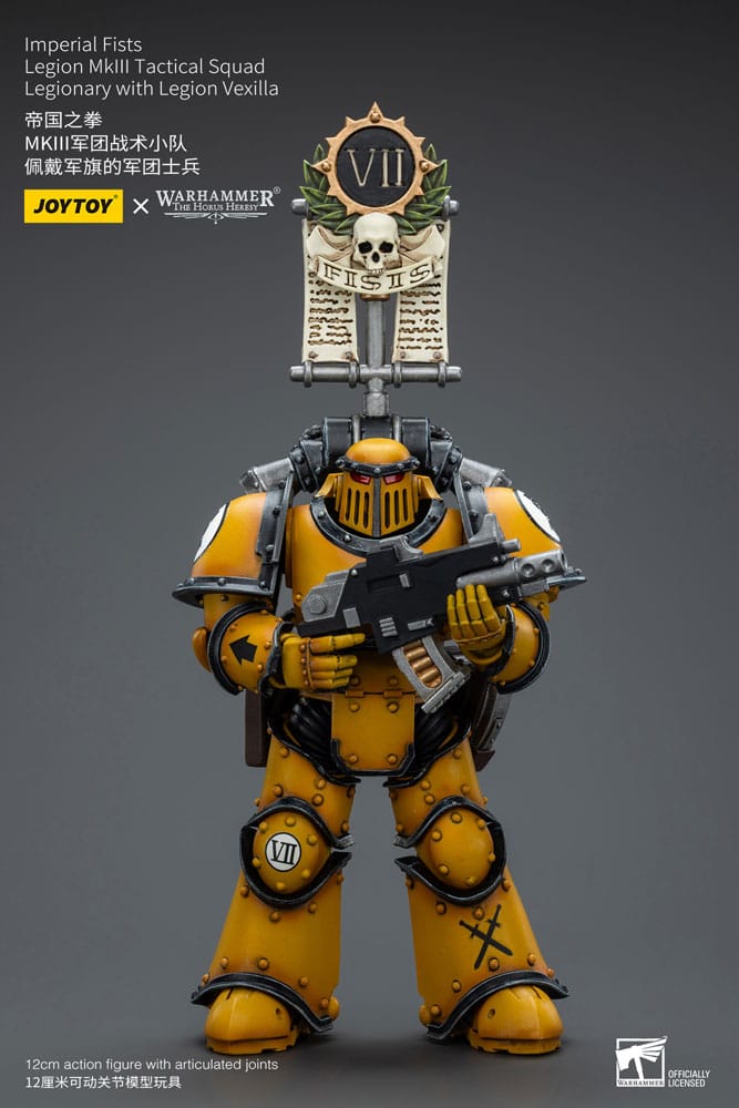 Warhammer The Horus Heresy Action Figure 1/18 Imperial Fists Legion MkIII Tactical Squad Legionary with Legion Vexilla 12 cm 6973130379053