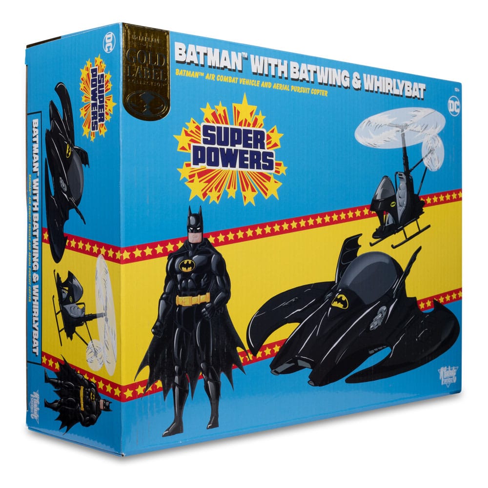 DC Direct Super Powers Action Figure Pack of 3 Batman (Black Suit), The Whirly & The Batwing (Black) (Gold Label) (SDCC) 13 cm 0787926158342