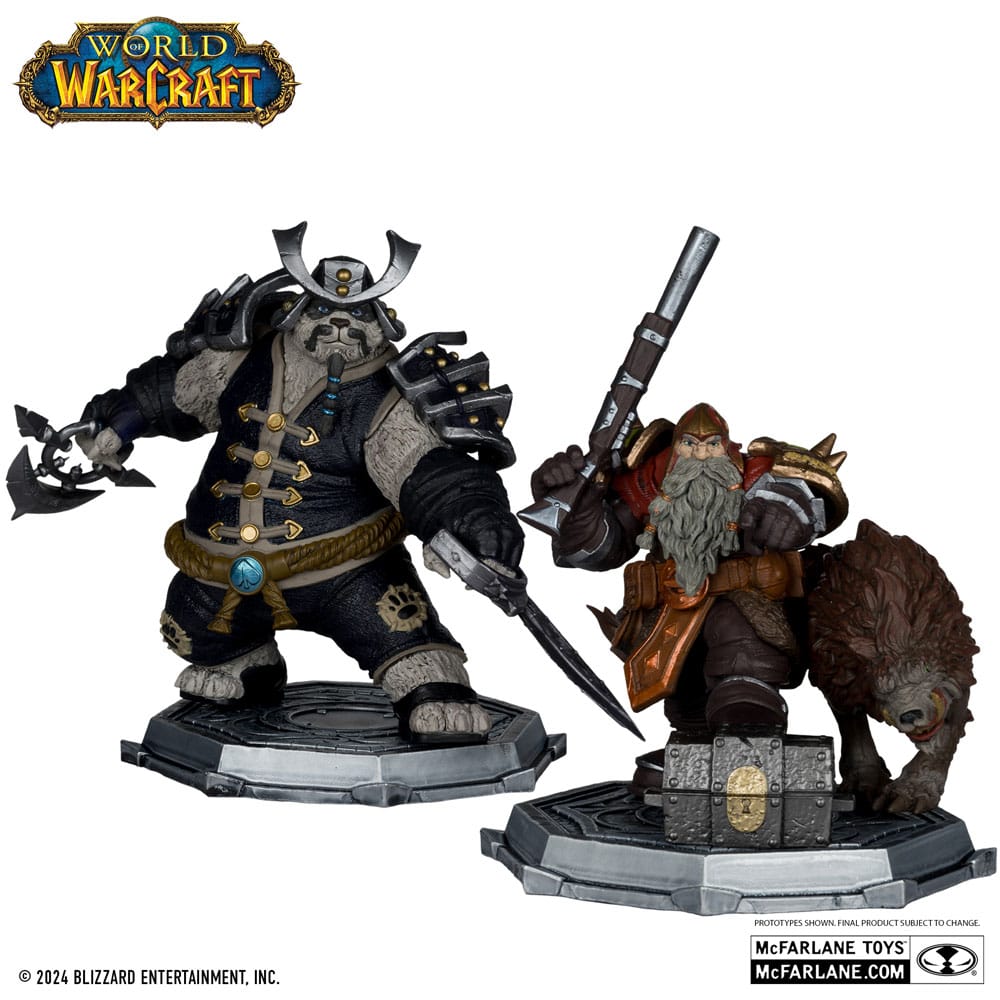 World of Warcraft PVC Statue 2-Pack 1/12 Dwarf Hunter: Beast Master & Pandaren: Monk (Gold Label) 15 cm 0787926167078