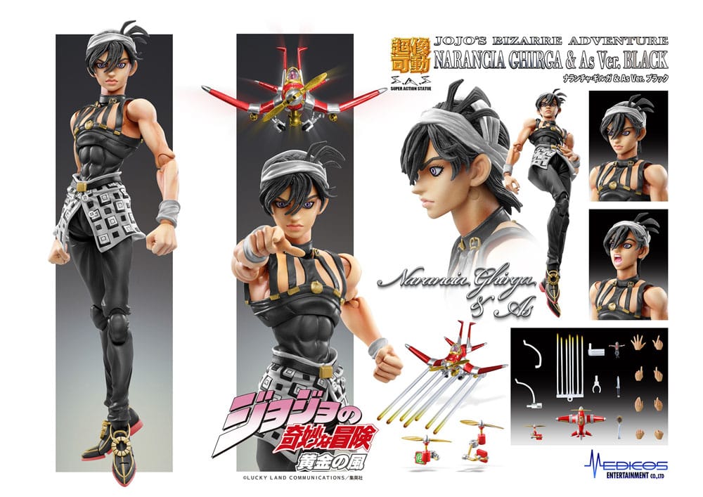 JoJo's Bizarre Adventure Part 5: Golden Wind Action Figure Chozokado (Narancia Ghirga & As Ver. Black) 15 cm 4582638235482