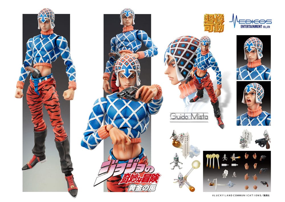 JoJo's Bizarre Adventure Part 5 Statue Legend PVC Statue Chozokado Guido Mista & S P (re-run) 15 cm 4582777531896