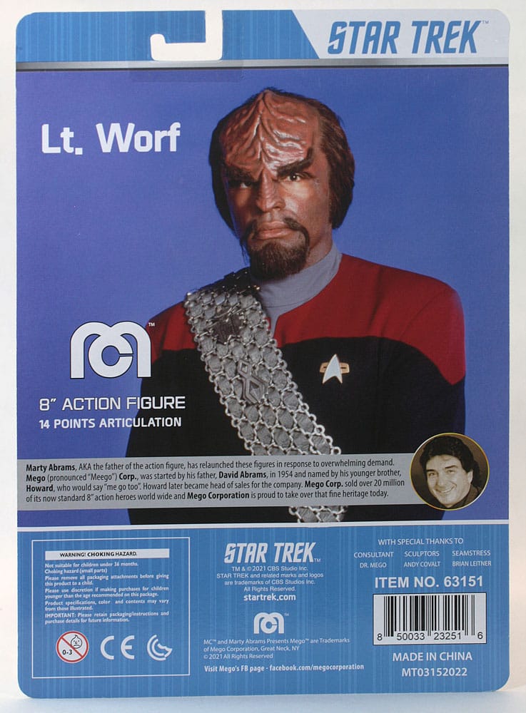 Star Trek TNG Action Figure Lt. Worf 20 cm 0850033232196