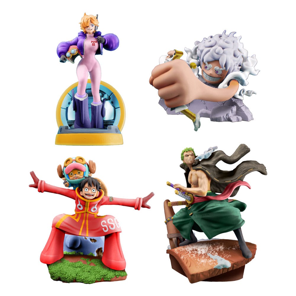 One Piece Petitrama PVC Mini Statue Logbox Re Birth Egghead Set 9 cm 4975430518837