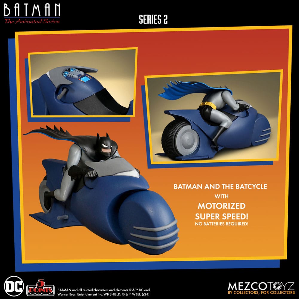 Batman the Animated Series 2 5 Points Action Figure Batman & Batcycle 10 cm 0696198182187