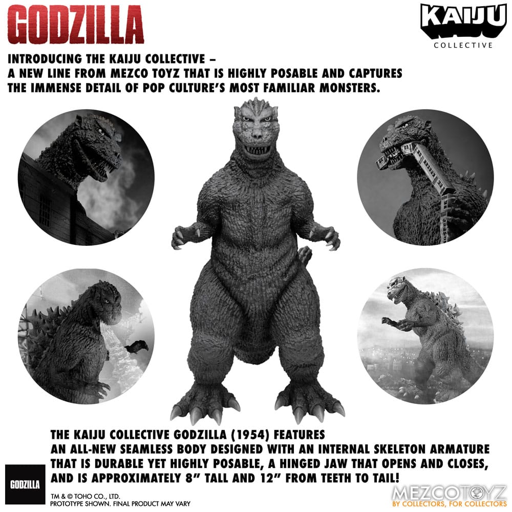 Godzilla (1954) Kaiju Collective Action Figure Godzilla - Black & White Edition 20 cm 0696198776201