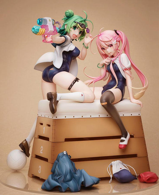 Poyoyon Rock Artwork Collection PVC Statue 1/5.5 Midori & Pink Sukumizu 28 cm 4562271931941