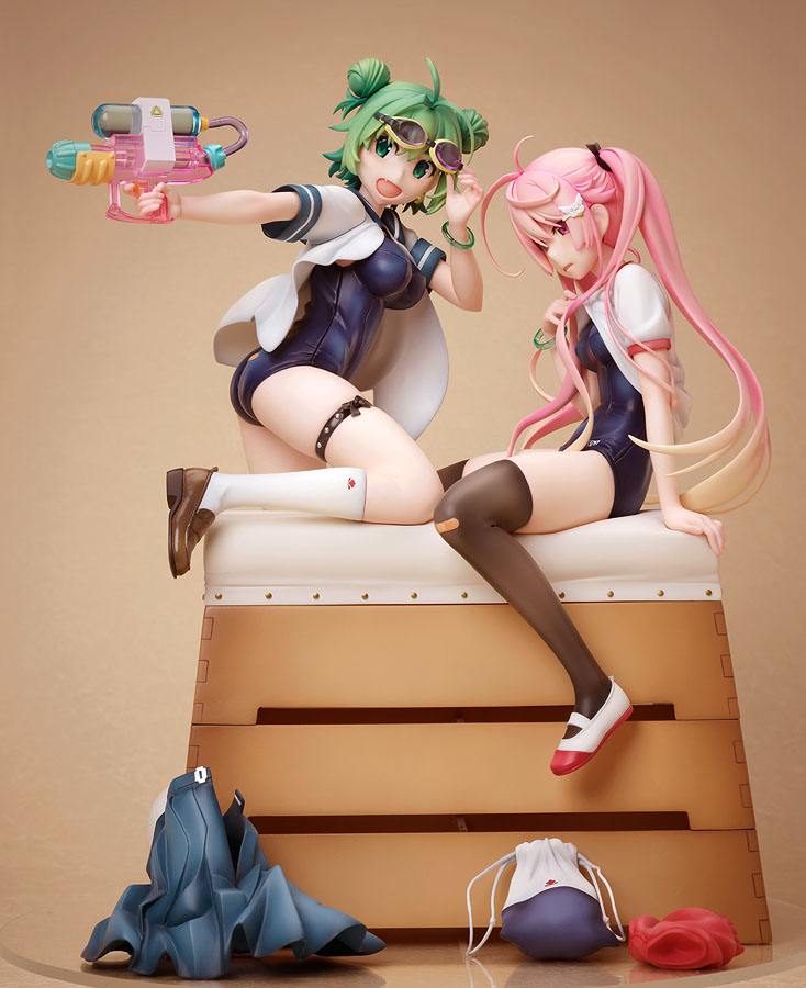 Poyoyon Rock Artwork Collection PVC Statue 1/5.5 Midori & Pink Sukumizu 28 cm 4562271931941