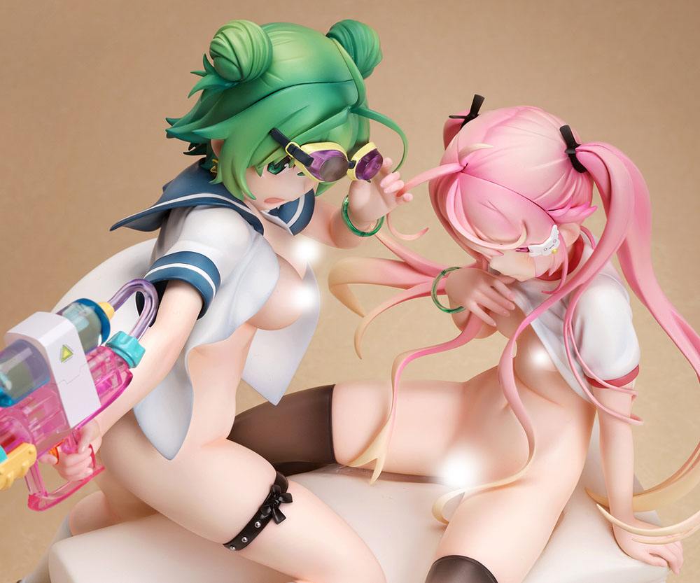 Poyoyon Rock Artwork Collection PVC Statue 1/5.5 Midori & Pink Sukumizu 28 cm 4562271931941