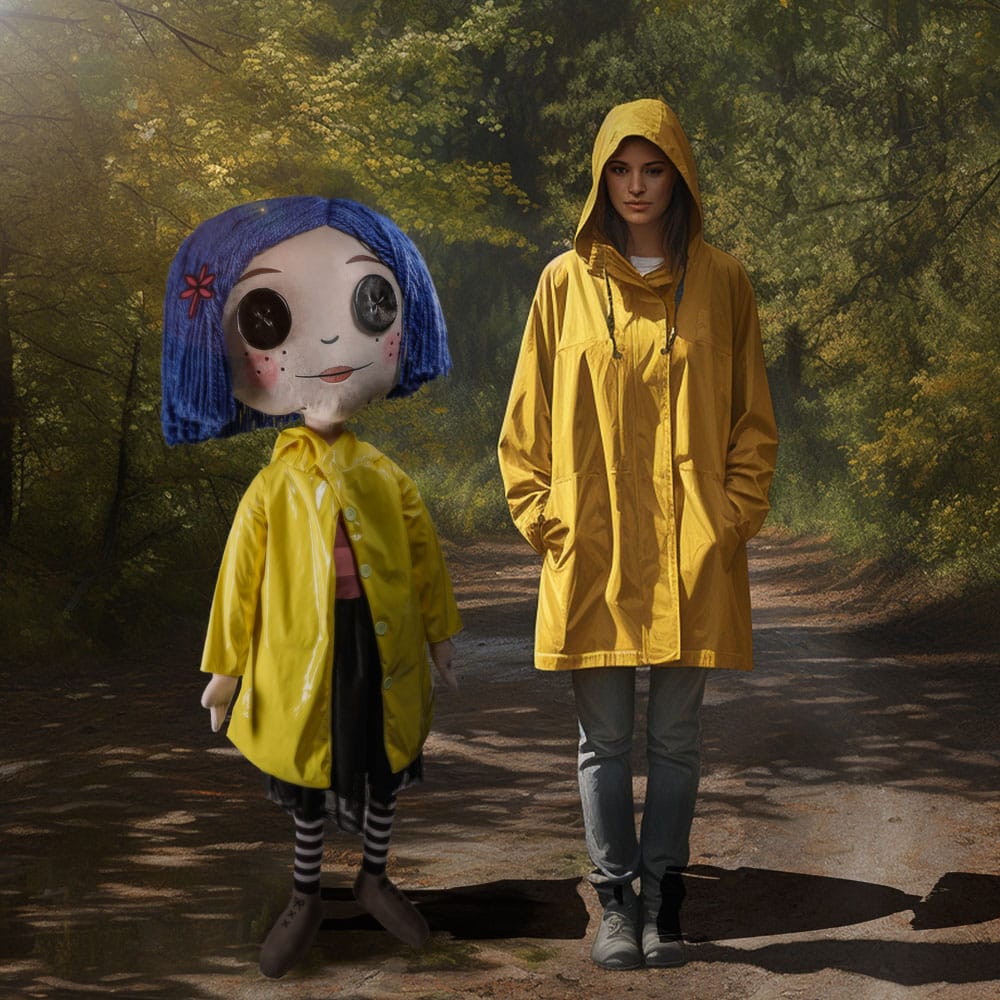 Coraline Life-Size Plush Figure Coraline with Button Eyes 152 cm 0883975186425