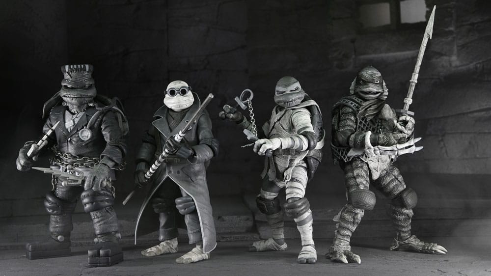 Universal Monsters x Teenage Mutant Ninja Turtles Action Figures 4-Pack Turtles Black & White 18 cm 0634482544686