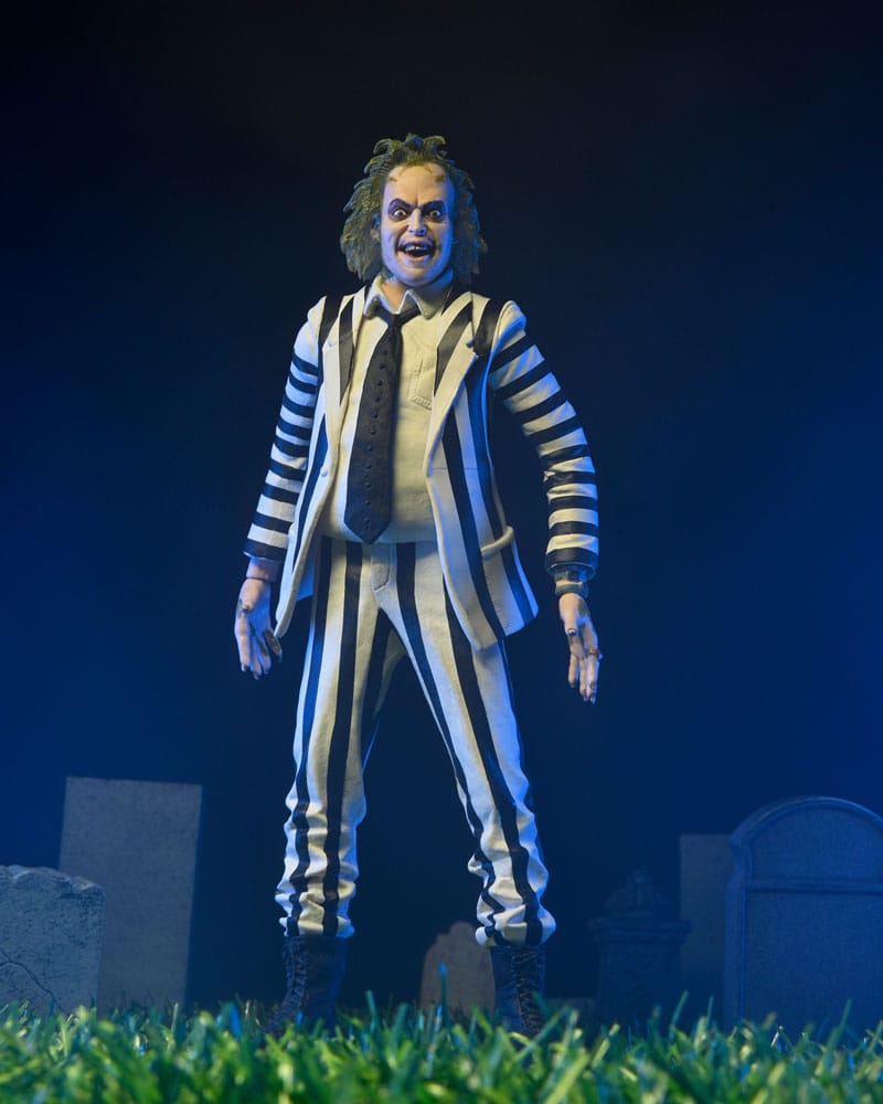 Beetlejuice 1988 Action Figure Beetlejuice Black and White Striped Suit 18 cm 0634482607435