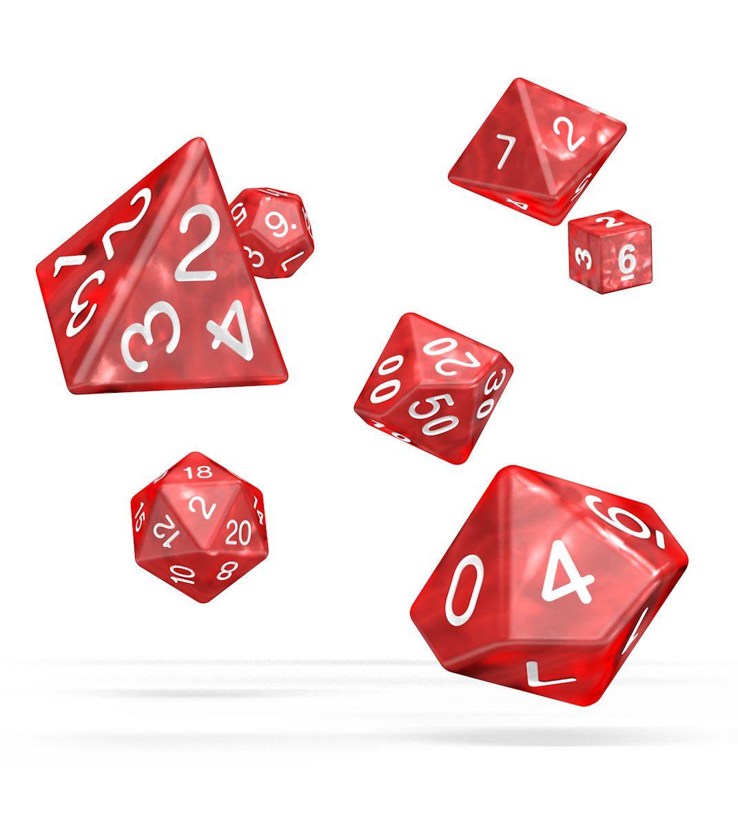 Oakie Doakie Dice RPG Set Marble - Red (7) - Amuzzi