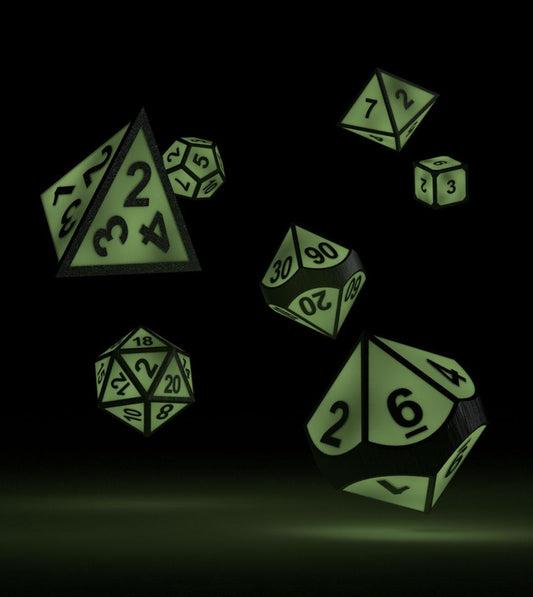 Oakie Doakie Dice RPG Set Metal Glow in the Dark - Druid's Blaze (7) 4056133701488