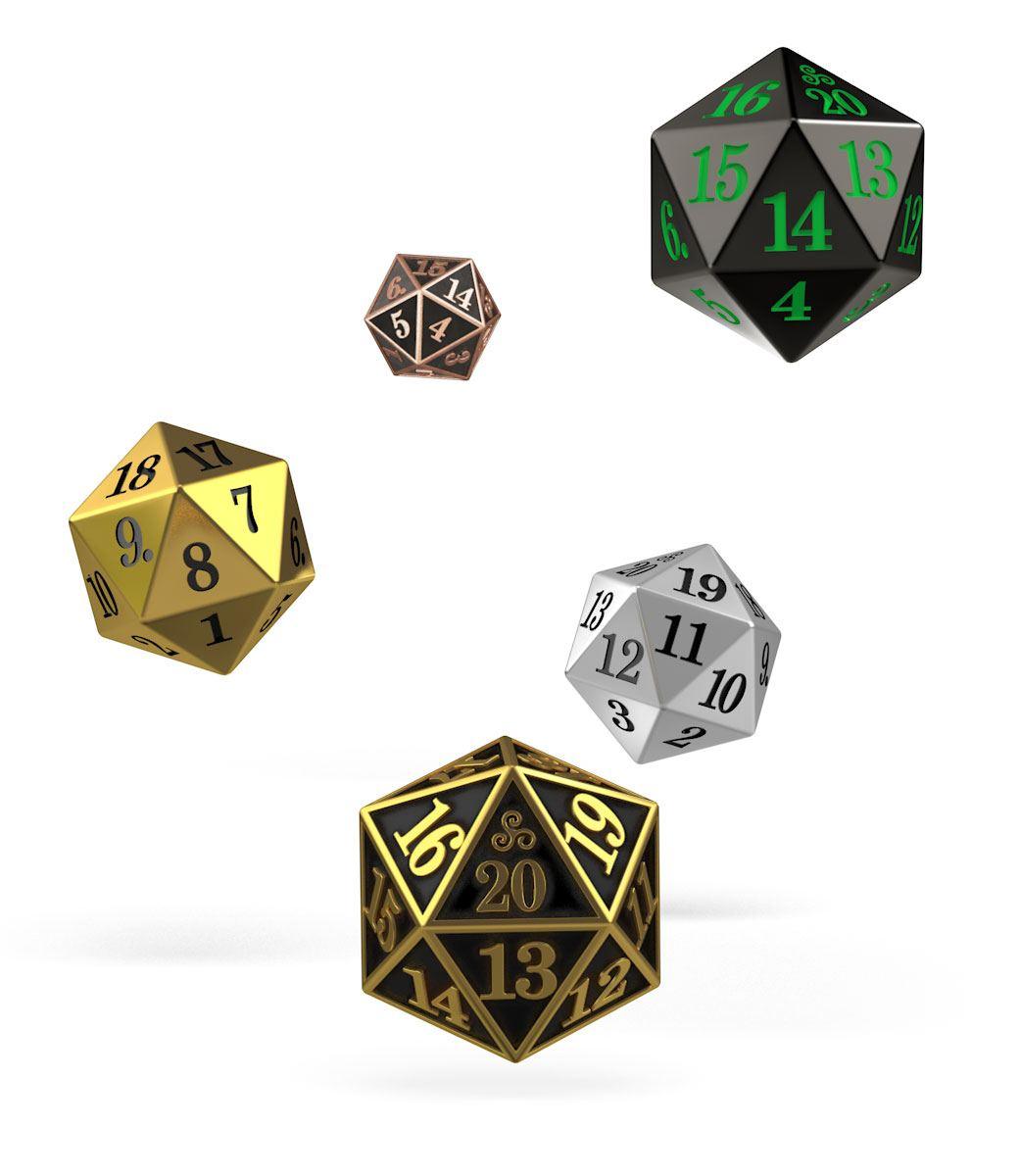 Oakie Doakie Dice D20 Spindown Dice Set Metal (5) - Amuzzi