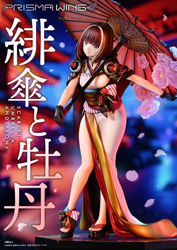 Original Illustration by Fuzichoco Prisma Wing PVC Statue 1/7 Scarlet Umbrella And Peony 28 cm 4582647120397