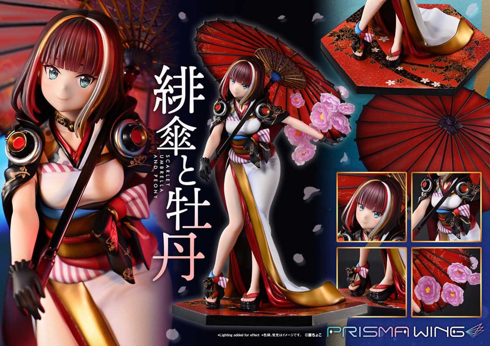 Original Illustration by Fuzichoco Prisma Wing PVC Statue 1/7 Scarlet Umbrella And Peony 28 cm 4582647120397