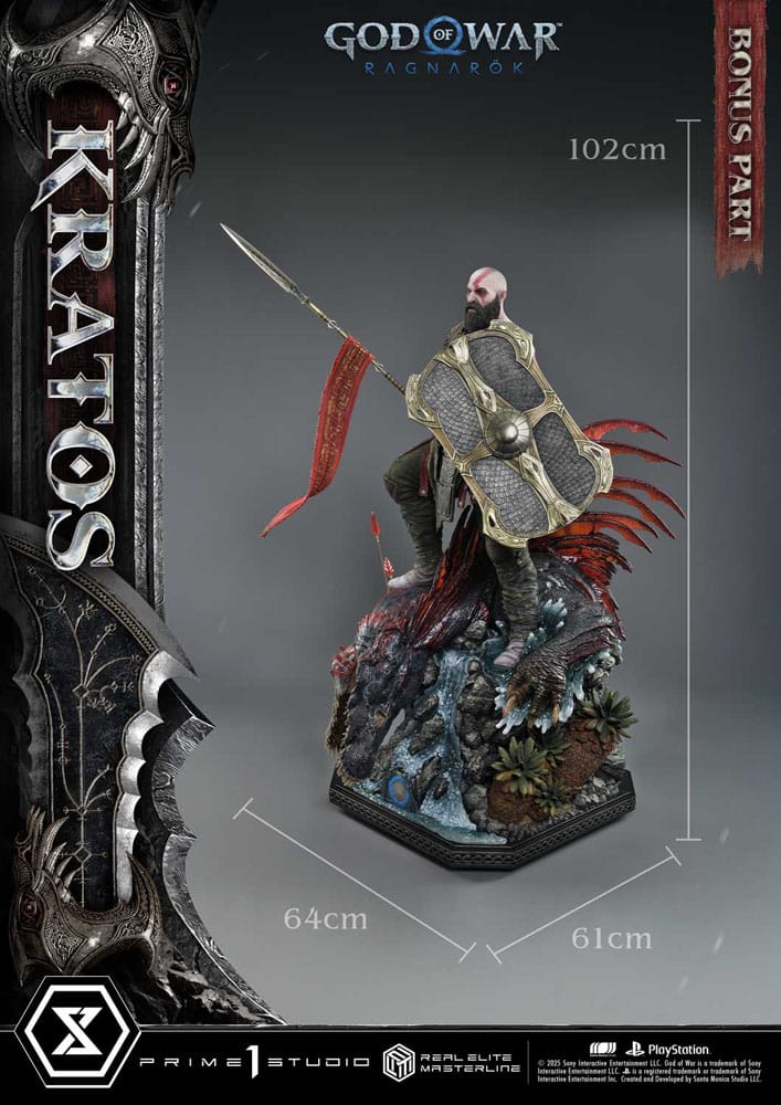 God of War: Ragnarok Real Elite Masterline Series Statue 1/3 Kratos Ultimate Bonus Version 95 cm 4582647120809