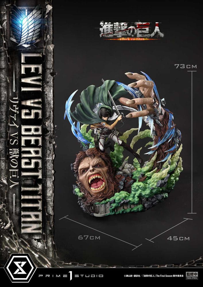 Attack on Titan Ultimate Premium Masterline Series Statue 1/4 Levi Versus Beast Titan 73 cm 4582647120052