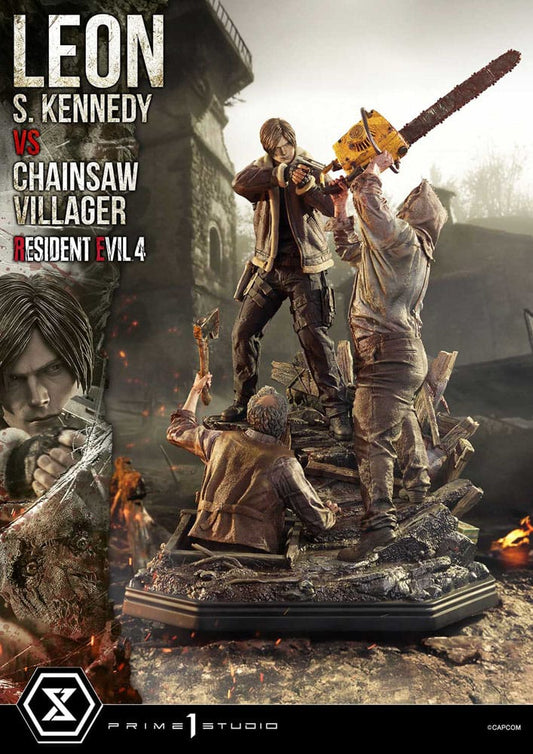 Resident Evil 4 Ultimate Premium Masterline Series Statue 1/4 Leon S. Kennedy vs. Chainsaw Villager 76 cm 4582647120878