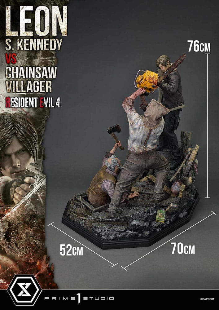 Resident Evil 4 Ultimate Premium Masterline Series Statue 1/4 Leon S. Kennedy vs. Chainsaw Villager 76 cm 4582647120878