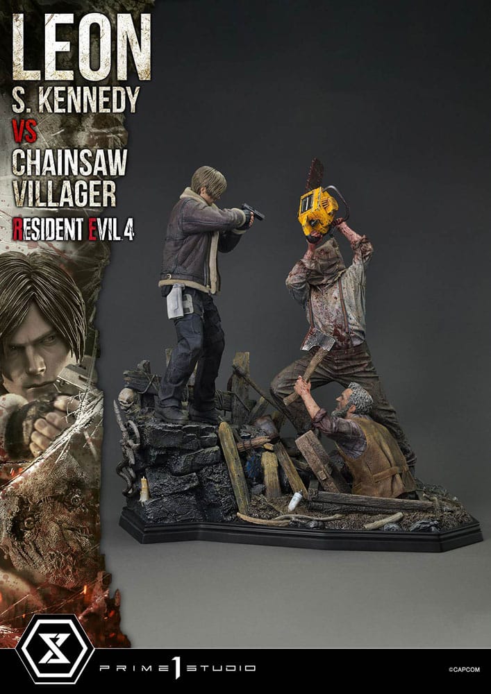 Resident Evil 4 Ultimate Premium Masterline Series Statue 1/4 Leon S. Kennedy vs. Chainsaw Villager 76 cm 4582647120878