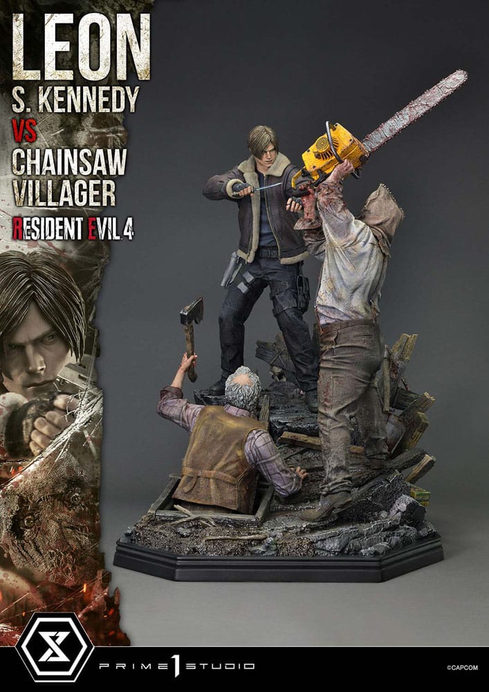 Resident Evil 4 Ultimate Premium Masterline Series Statue 1/4 Leon S. Kennedy vs. Chainsaw Villager 76 cm 4582647120878