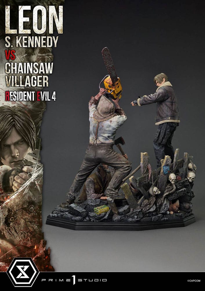 Resident Evil 4 Ultimate Premium Masterline Series Statue 1/4 Leon S. Kennedy vs. Chainsaw Villager 76 cm 4582647120878